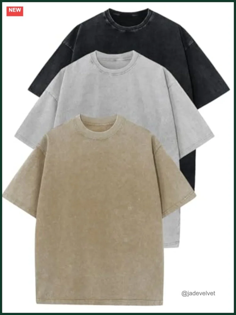 3 Pack Kids Cotton Acid Washed Oversized Tee Shirts